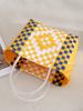 Bolsa de Mão Simples e Estilosa, Bolsa Tote de Grande Capacidade em Plástico Trançado, Bolsa Cesta com Padrão Xadrez, Bolsa de Mão, Portátil para o Outono