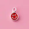 Plata S925 Pegamento Colgante de Cara Sonriente de Colores Colgante de Cara Sonriente de Colores Arcoíris Pulsera DIY Cuerda Trenzada Material de Accesorios de Plata