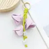 Llavero de Tulipán Estilo Europeo y Americano Accesorio de Moda Encanto para Bolsa Ins Estilo Simple Colgante Colgante de Flor Artificial de PU