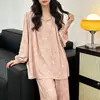 2026 Novo Pijama de Algodão e Seda Estilo Preguiçoso para Mulheres Conjunto de Pijama Pulôver Fino de Manga Curta Estilo Chinês Roupa de Casa Solta