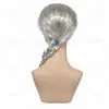 Peruca cosplay Elsa trançada única cor branco-prata em estoque para convenções de quadrinhos, festas de Halloween, apresentações e atacado para comércio exterior