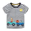 Camiseta de Manga Corta a Rayas con Dibujo Bordado para Niños Europeos y Americanos Verano 2026 Nuevo Top para Niños Distribución Mayorista de Fábrica