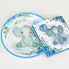 Nuevo Tema de Elefante Azul Set de Vajilla Azul para Fiesta Bebé Decoración de Bebé Plato de Papel Desechable Vaso de Papel Papel