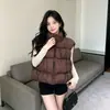 Chaleco corto de algodón para mujer, nuevo estilo 2026, chaleco acolchado grueso, prenda exterior de moda con cuello alto
