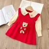 Vestido Suéter de Menina 9 Peças Desenho Urso Vestido Suéter Infantil
