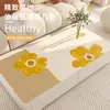 Protetor de mesa retangular estilo pintura a óleo com padrão floral vintage, textura de couro sintético, tapete à prova d'água e resistente ao calor para mesa de jantar e mesa de centro