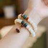 Pulsera de doble círculo de bodhi de jade blanco natural, árbol de azufaifo, dosel de loto, borla, ábaco, pulsera de cuentas de barril antiguo, colección de objetos divertidos