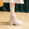 Botines Suaves de Tacón Grueso para Mujer 2026 Nuevo Invierno Con Felpa Estilo Coreano Versátiles Botas de Moda Primavera/Otoño Botas Individuales