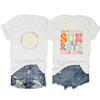 Amazon ebay camiseta casual barco ondas raios de sol dias de lago dupla face estampada manga curta feminina
