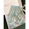 Calça de Pijama Listrada com Cordão Estilo Coreano para Mulheres, Verão, Cintura Alta Elástica, Solta, Macia, Respirável, Adequada para Caminhar ao Ar Livre ou Relaxar em Casa
