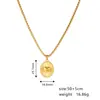 Retro Acero Inoxidable Acero de Titanio Chapado en Oro Estéreo Corazón de Melocotón Corazón Ovalado Collar Aretes Aretes Aretes Aretes Cadena para la Clavícula