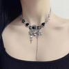 Strass Borla Lantejoulas Estrela Amor Pingente Clavícula Cadeia Nicho Doce Legal Spice Girl Requintado Luz Colar de Luxo Mulheres