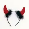 Diadema de cuernos de Halloween traje de tridente Diadema de Diablo Rojo accesorios para actuación de mascarada para niños y adultos