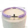 Pulsera trenzada de cuerda simple cruzada transfronteriza blanco y negro para pareja y amigas, cuerda de mano de acero inoxidable ajustable con cruz