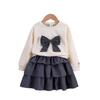 Amazon Traje de Primavera Nuevo Americano y Europeo para Niña Princesa Vestido de Manga Larga con Falda de Pastel Conjunto de Dos Piezas
