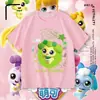 Camiseta Manga Curta Fofa e Adorável para Meninas, Top de Algodão Puro Desenho Animado em Formato de Coração Fofo, Camiseta Básica de Verão para Menininhas