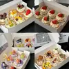 Caja de Embalaje para Pastel de Cuatro Compartimentos, Caja de Postre con Múltiples Compartimentos, Vasos Transparentes para Mousse para Llevar, Caja para Pasteles de Picnic