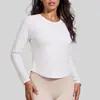 Top de Manga Larga Juyitang Transpirable de Malla en la Espalda de Color Sólido de Alta Elasticidad para Correr y Deportes de Yoga para Mujer