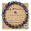 Moda Transfronteriza Nuevo Estilo Pulsera de 8 mm con Cuentas Empacada en Tarjeta Pulsera Tejida a Mano con Cuentas de los Doce Signos del Zodiaco Piedra Natural Regalo para Amigos