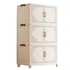 Caja de almacenamiento plegable de plástico, zapatero de doble puerta multicapa para uso doméstico, organizador de juguetes para sala de estar, armario de almacenamiento, armario de snacks