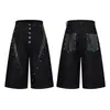 Pantalones vaqueros cortos deconstruidos con botones, estampado de serpiente y retazos, estilo American high street, comercio exterior transfronterizo, para hombre y mujer, pantalones casuales holgados y modernos