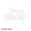 Topper Decorativo de Bolo de Acrílico Grande Tamanho Transfronteiriço com Texto em Inglês Happy Birthday Inserção para Bolo Suprimentos de Festa Fabricante