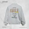 Sudadera holgada de cuello redondo con estampado de letras de moda urbana para hombre, estilo primavera y otoño, suéter casual versátil de moda urbana, camiseta deportiva