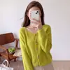 Jaqueta Cardigan Suéter Curto para Mulheres, Outono e Inverno 2026 Novo Estilo, Casual, Estiloso, Versátil, Top de Tricô de Botão Único