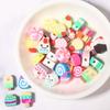 50 PCs/Pack cerâmica macia pintada animal fruta cor mista estilo étnico pulseira redonda plana frisada diy acessórios de joias