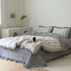Juego de funda de edredón de algodón y forro polar con ribete de encaje 2026, juego de ropa de cama de cuatro piezas, funda de edredón 100% algodón, algodón puro y forro polar, estilo otoño/invierno