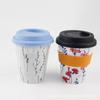 Suministro directo de fábrica taza de café de fibra de bambú con funda de silicona de 12 oz taza acompañante taza para té de la tarde moda simple