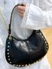 Bolso de Hombro de Personalidad con Remaches Retro Verano 2025 Nuevo Bolso de Mano Elegante Bolso de Axila Bolso Cubo Casual de Gran Capacidad