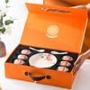 Hermosa Vajilla de Cerámica Koi Juego de Tazones y Platos Reunión Anual de Bienes Raíces de Alta Gama Caja de Regalo de Souvenir para el Festival del Medio Otoño