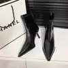 Botines de tacón alto con punta fina negros estilo coreano para mujer, 2026, elegantes botines ajustados elásticos para otoño e invierno con tacón fino