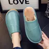 Zapatillas de Algodón de Cuero Genuino para el Hogar con un Toque de Lujo, Invierno Pareja Estilo Japonés Suela Suave Cálidas Zapatos de Maternidad para Mujer Uso en Interiores