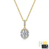 Collar de plata de ley S925 con moissanita ovalada y colgante trapezoidal en forma de huevo, moderno y versátil, cadena ligera de lujo para la clavícula del fabricante original