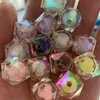 Cuentas cuadradas de acrílico de 16 mm de alto con baño UV, agujero recto de castaña de agua, material para cadena de teléfono móvil de hilo DIY, accesorios