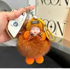 Colgante de bola de pelo de zorro real muñeca de peluche linda muñeca durmiendo llavero para coche de bebé adornos para bolso