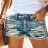 Amazon Aliexpress Ebay Comercio Exterior Europeo y Americano Shorts de Mezclilla de Cintura Alta Deshilachados Rasgados para Mujer, Suministro Directo desde la Fuente