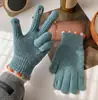 Guantes de Punto Sin Dedos Lindos Estilo Coreano para Mujer, Guantes Cálidos de Invierno Compatibles con Pantalla Táctil, Color Sólido para Ciclismo