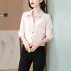 Camisa Blanca Versátil de Cuello en V para Mujer con Diseño de Bolsillo Falso, Adecuada para el Viaje al Trabajo y Vestimenta Profesional, Manga Larga, Elegante Top de Primavera