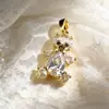 Pingente de colar de urso com zircônia na cor ouro real banhado a cobre, pingente de colar personalizado, acessórios para joias DIY, atacado do fabricante