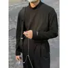 Camiseta Básica Suelta de Color Sólido Estilo Coreano de Cuello Medio Alto Ropa Interior de Otoño e Invierno Ropa Exterior Camiseta