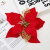 Decorações de Natal Americanas simulação flor dupla de Natal acessórios de decoração para árvore de Natal flor oca flor de tecido brilhante decoração