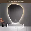 Espelho Inteligente com Tela Sensível ao Toque em Formato Especial de Gota d'Água Espelho de Banheiro para Hotel com Luz Espelho de Banheiro Montado na Parede Espelho de Banheiro LED