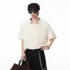 Camiseta de Manga Corta para Hombre con Estampado de Serpiente Retro Americano y Solapa Tachonada, Nuevo Estilo de Verano, Casual Old Money, Tendencia
