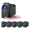Interruptor de yate 5P 12V20A botón basculante LED azul modificado para lancha a motor RV con línea de terminal de traje