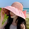 Chapéu Feminino de Verão Proteção Solar Proteção UV Chapéu de Pescador Cobertura Facial Chapéu de Sol de Borracha Preta Respirável Aba Larga