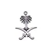 31X22Mm 2.4g Prata Antiga Acessórios para Joias DIY Fabricante Atacado Pingente com Emblema Nacional da Arábia Saudita