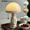 Luminária de mesa retrô preta com mão de Buda e cogumelo com ajuste de três níveis, luz de ambiente para quarto, luminária de cabeceira criativa para mesa de cabeceira/desktop